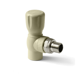 PP-R Шаровой кран для радиатора угловой Серый	25-3/4 (распр.)