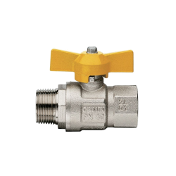 ITAP 069 
Кран шаровой газовый LONDON, с жёлтой алюминиевой ручкой-"бабочка"
внутр./нар. резьба Dn 1/2" Pn 5